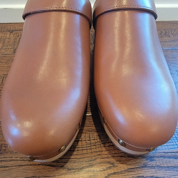 J. Crew Convertible Back Leather Clogs Tan Sz 7 - Picture 3 of 6
